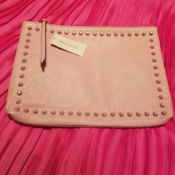 New banana Republic large pink studded clutch - Picture 2 of 4